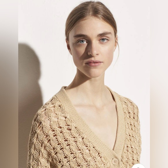 Vince - Open Cable Cardigan in Vanilla - Picture 4 of 10